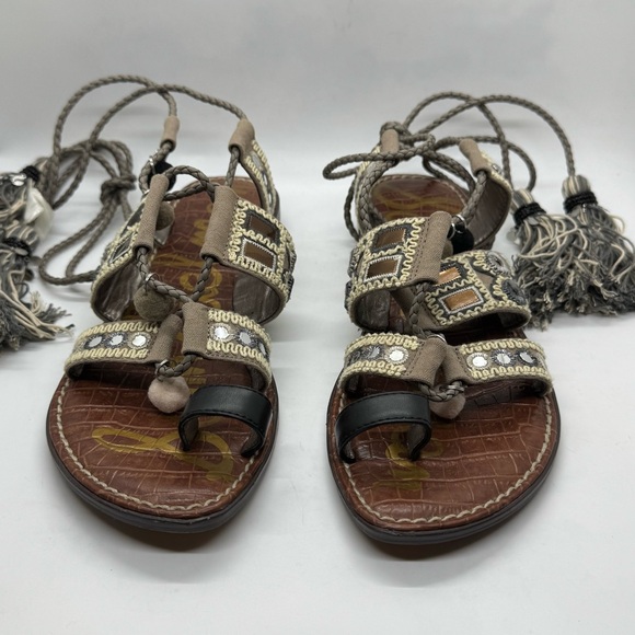 Sam Edelman Gray Gretchen Embellished Wrap Boho Gladiator Sandals Size 7.5 - Picture 4 of 10